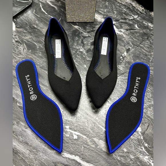 Brand New 🖤 Rothy’s The Point Classic Black Solid - Size 9.5 - Picture 2 of 13